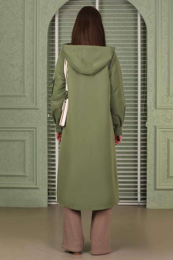 Hooded With Pockets Trench Khaki - 4
