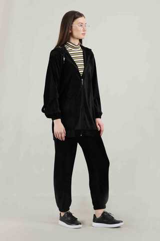 Hooded Velvet Suit Black - 3