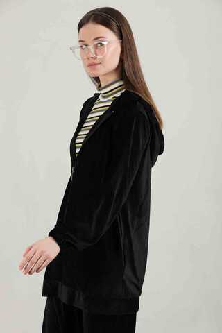Hooded Velvet Suit Black - 5