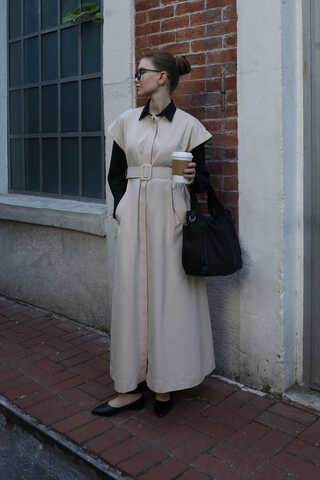 İkili Trençkot Krem - 3