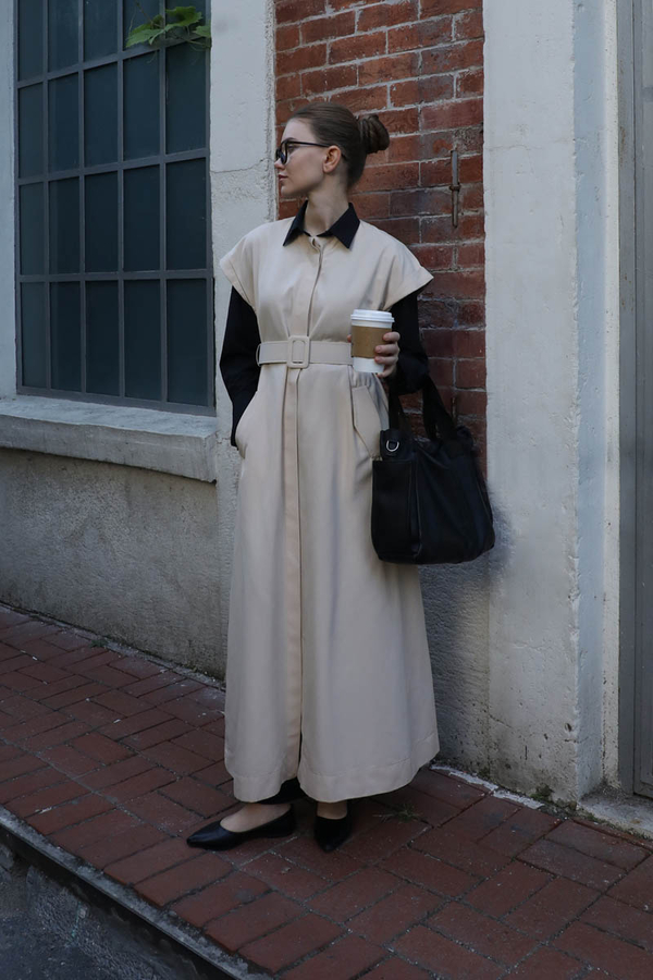 İkili Trençkot Krem - 3