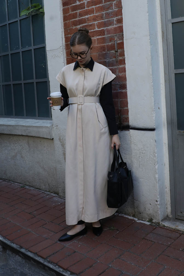 İkili Trençkot Krem - 4