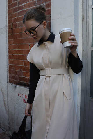 İkili Trençkot Krem - 6