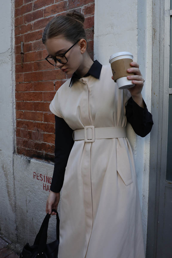 İkili Trençkot Krem - 6