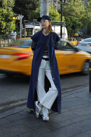 İkili Trençkot Lacivert - 4