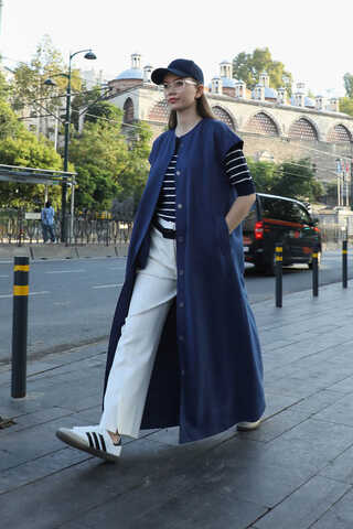 İkili Trençkot Lacivert - 5