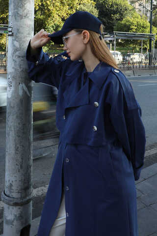 İkili Trençkot Lacivert - 6