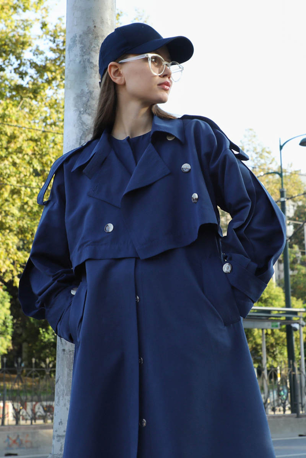 İkili Trençkot Lacivert - 7