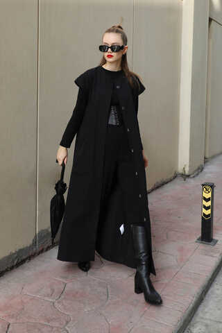 İkili Trençkot Siyah - 4