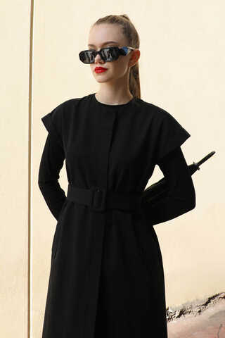 İkili Trençkot Siyah - 5