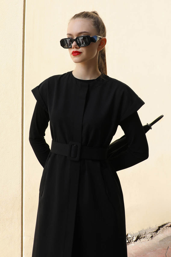 İkili Trençkot Siyah - 5