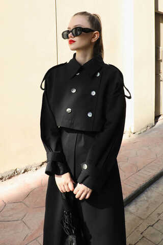 İkili Trençkot Siyah - 6