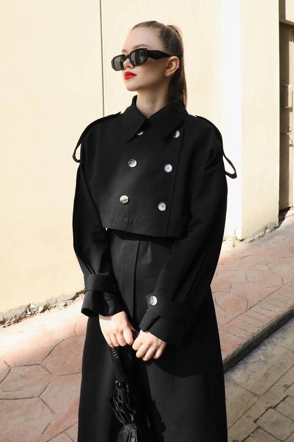 İkili Trençkot Siyah - 6