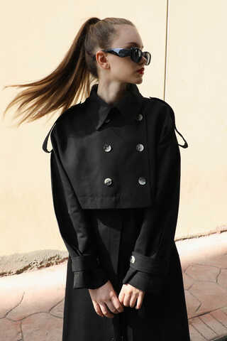 İkili Trençkot Siyah - 7