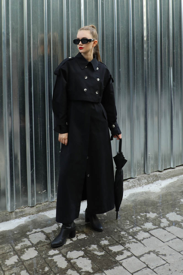 İkili Trençkot Siyah - 8