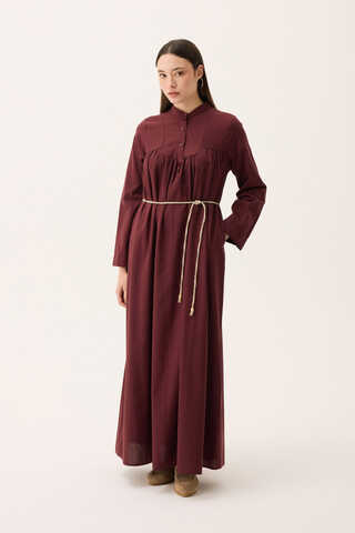 İmge Keten Elbise Bordo - 9