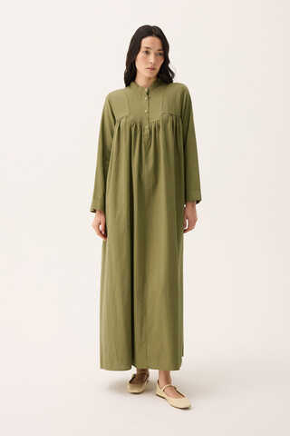 İmge Keten Elbise Haki - 5
