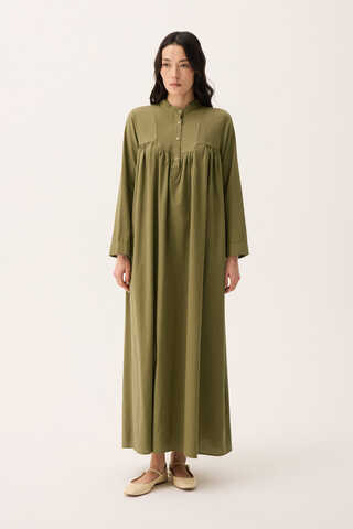 İmge Keten Elbise Haki - 7