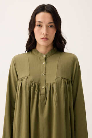 İmge Keten Elbise Haki - 2