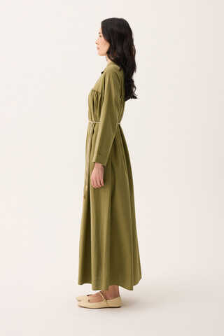 İmge Keten Elbise Haki - 11