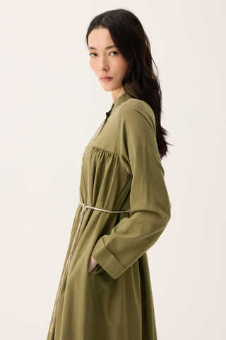 İmge Keten Elbise Haki - 4