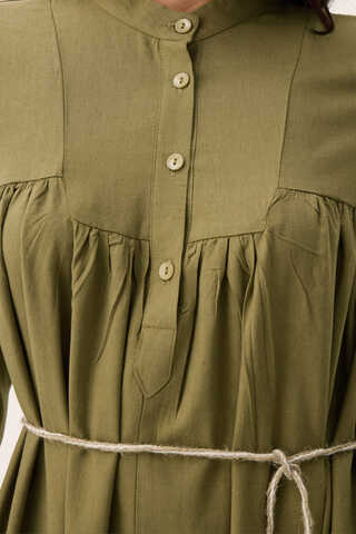 İmge Keten Elbise Haki - 6