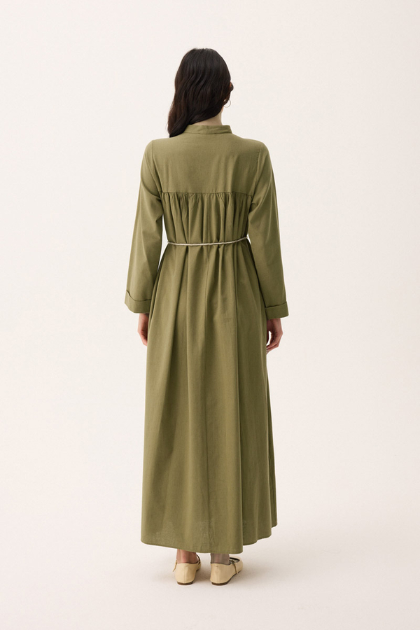 İmge Keten Elbise Haki - 14