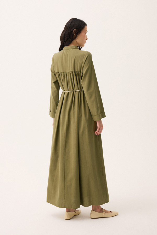 İmge Keten Elbise Haki - 15