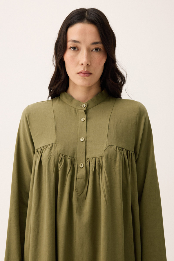 İmge Keten Elbise Haki - 2