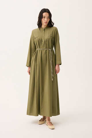 İmge Keten Elbise Haki - 9
