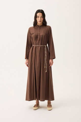 İmge Keten Elbise Kahverengi - 7