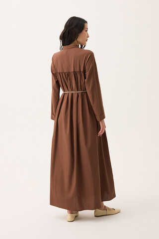 İmge Keten Elbise Kahverengi - 13