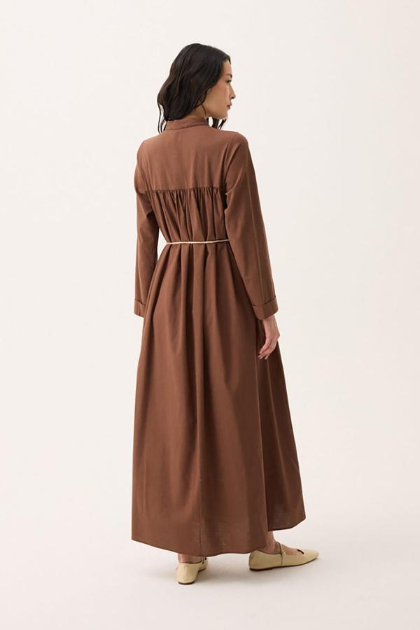 İmge Keten Elbise Kahverengi - 13