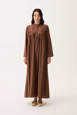 İmge Keten Elbise Kahverengi - 3