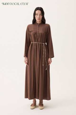 İmge Keten Elbise Kahverengi - 1