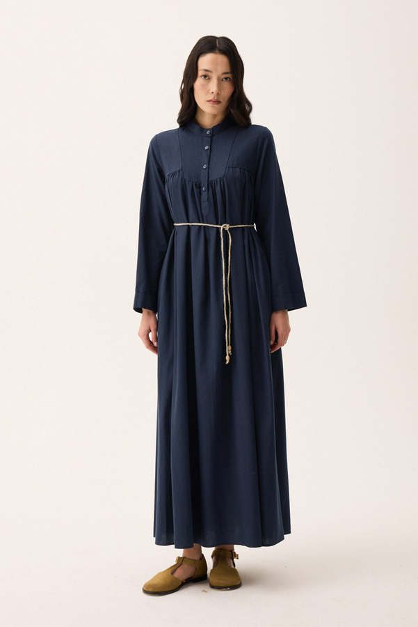 İmge Keten Elbise Lacivert - 5