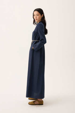 İmge Keten Elbise Lacivert - 9