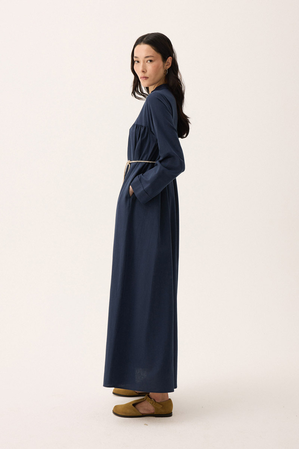 İmge Keten Elbise Lacivert - 9