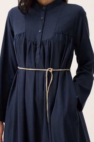 İmge Keten Elbise Lacivert - 4