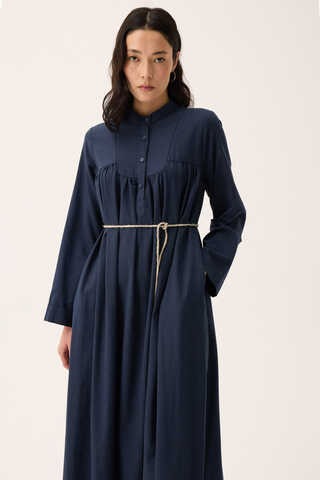 İmge Keten Elbise Lacivert - 6