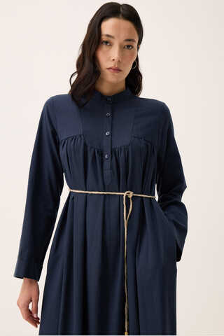 İmge Keten Elbise Lacivert - 8