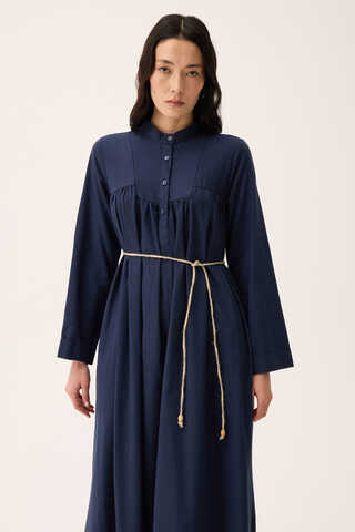 İmge Keten Elbise Lacivert - 11