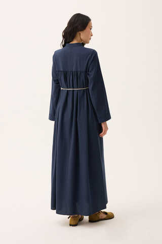 İmge Keten Elbise Lacivert - 15