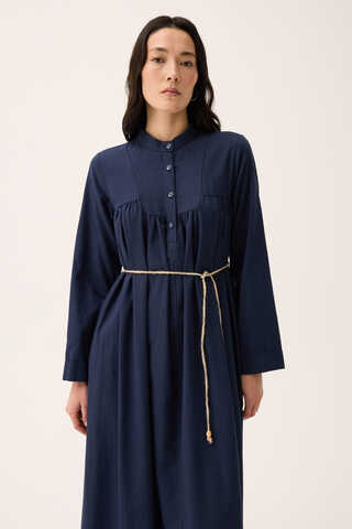 İmge Keten Elbise Lacivert - 12