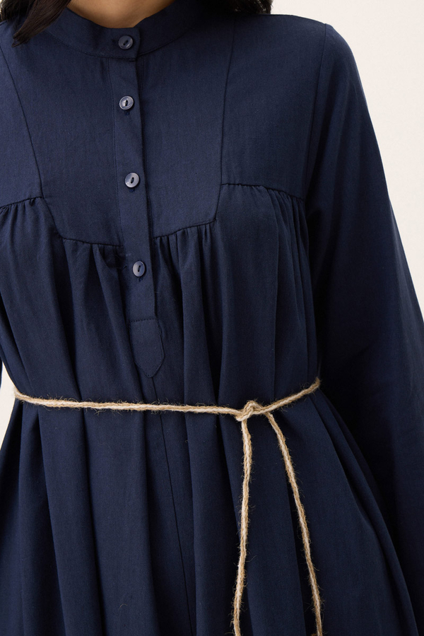 İmge Keten Elbise Lacivert - 13