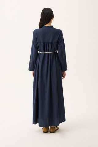 İmge Keten Elbise Lacivert - 14