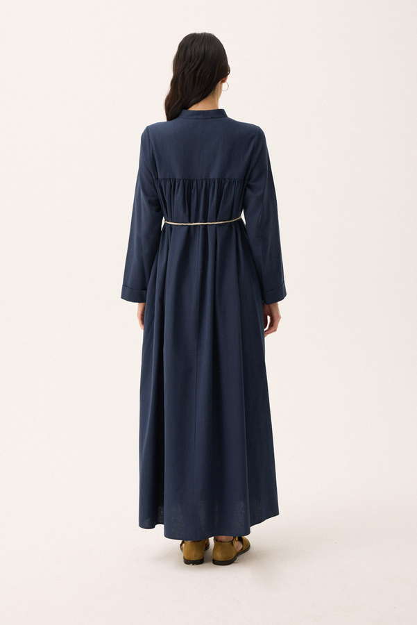 İmge Keten Elbise Lacivert - 14