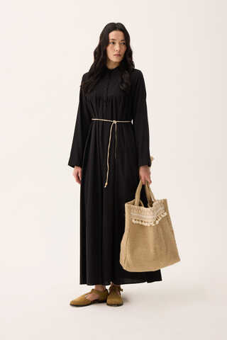 İmge Keten Elbise Siyah - 2