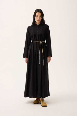 İmge Keten Elbise Siyah - 9