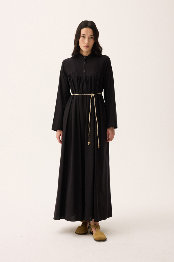 İmge Keten Elbise Siyah - 9